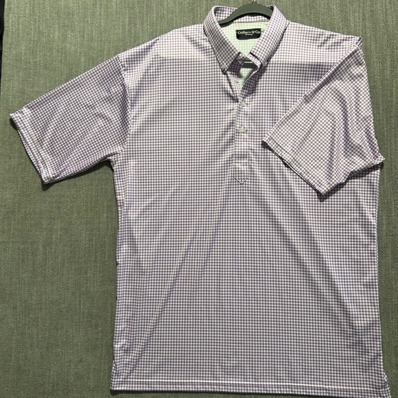 Collars & Co Other - Collars & Co Men 2XL Purple Gingham Performance Polo Short Sleeve Button Collar